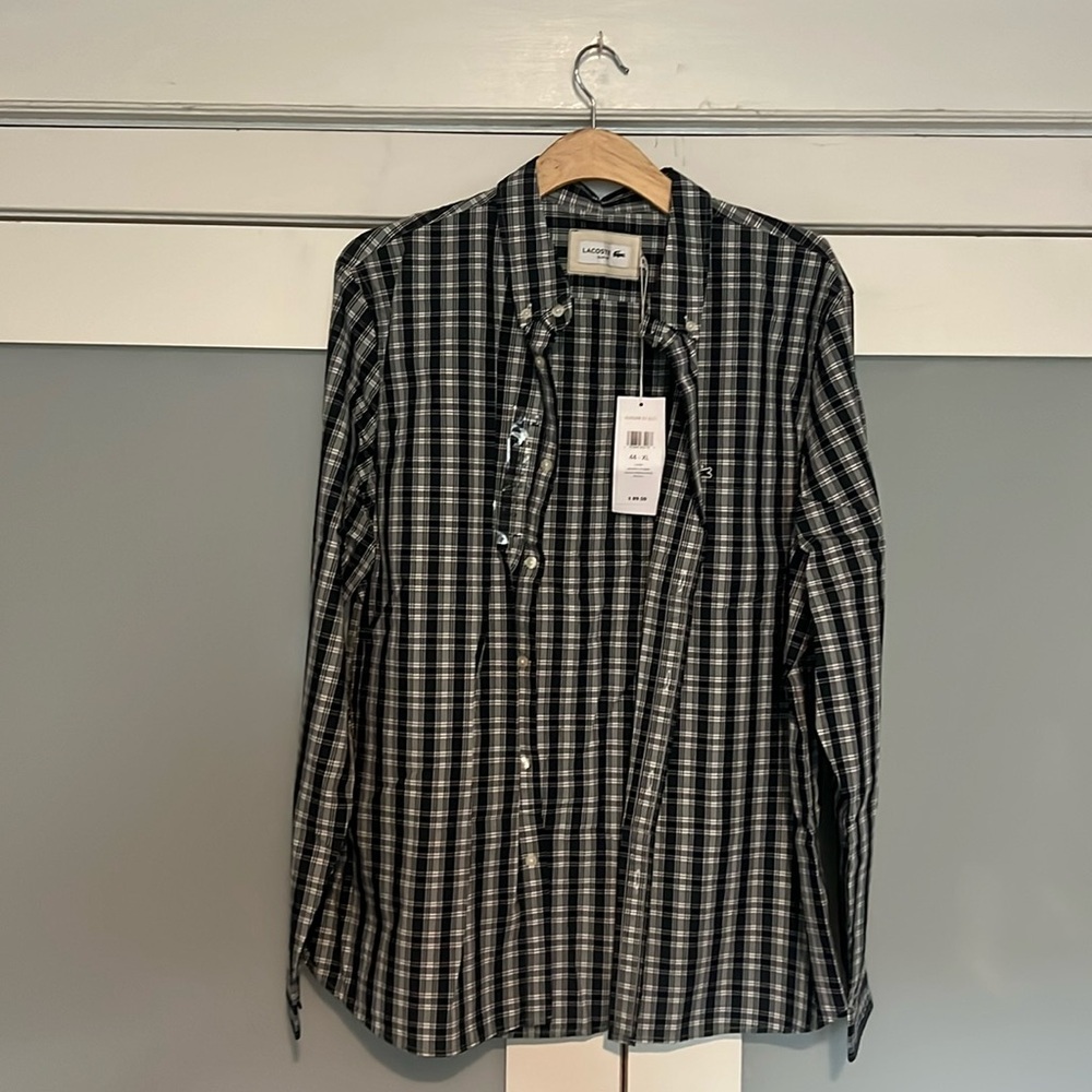 Plaid Lacoste along sleeve shirt. Never used
